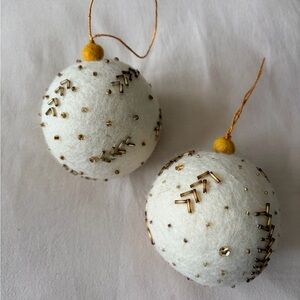 West Elm Felt Beaded Ornaments - Set of 2
